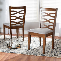 Baxton Studio RH318C-GreyWalnut-DC Baxton Studio Lanier Modern and Contemporary Grey Fabric Upholstered and Walnut Brown Finished Wood 2-Piece Dining Chair Set